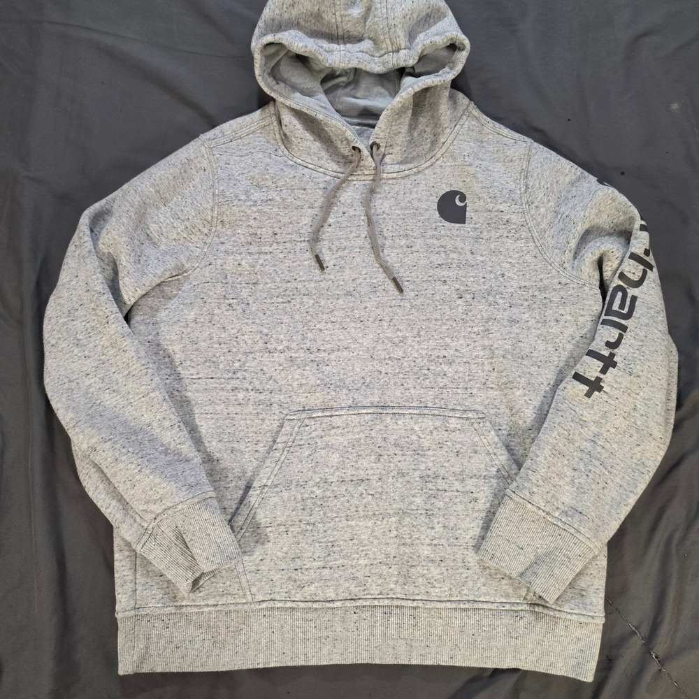 Carhartt Relaxed Fit Grey Heather Speckled Logo Hoodie Sweatshirt Boys XL 16/18